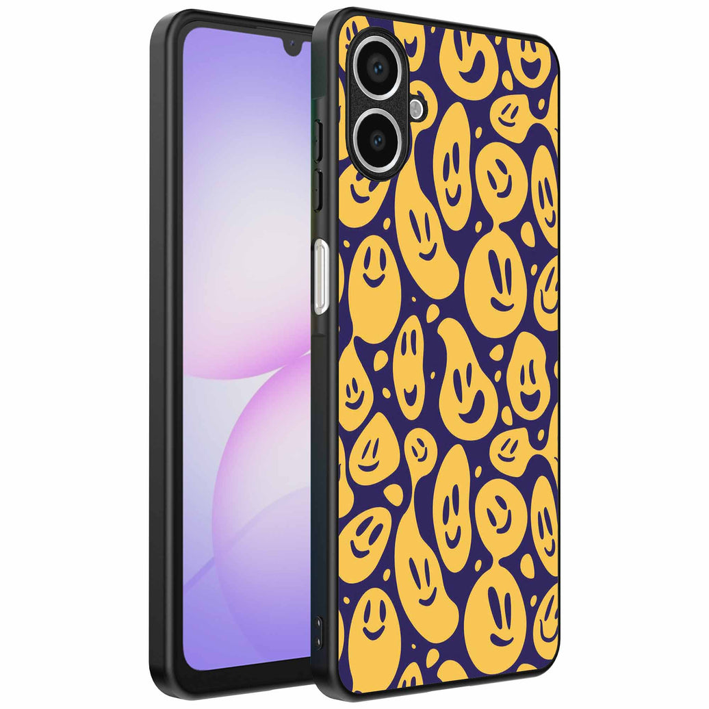 Geschikt voor
  Samsung Galaxy A07 Telefoonhoesje met smiley opdruk - TPU backcover case
  emoji design - Paars Geel - Smartphonica