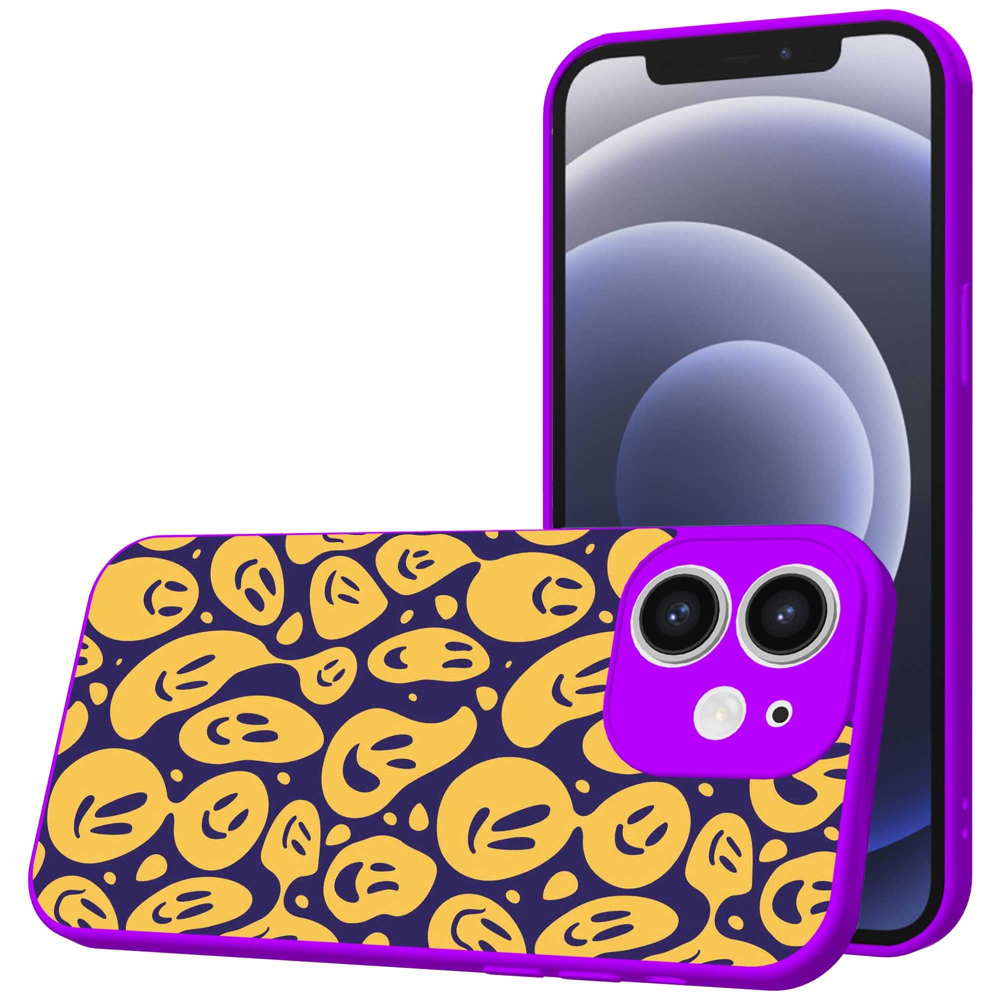 Telefoonhoesje Geschikt voor iPhone 12 met Smiley en Emoji opdruk - TPU Back Cover Case Smiley and Emoji Design
  - Paars