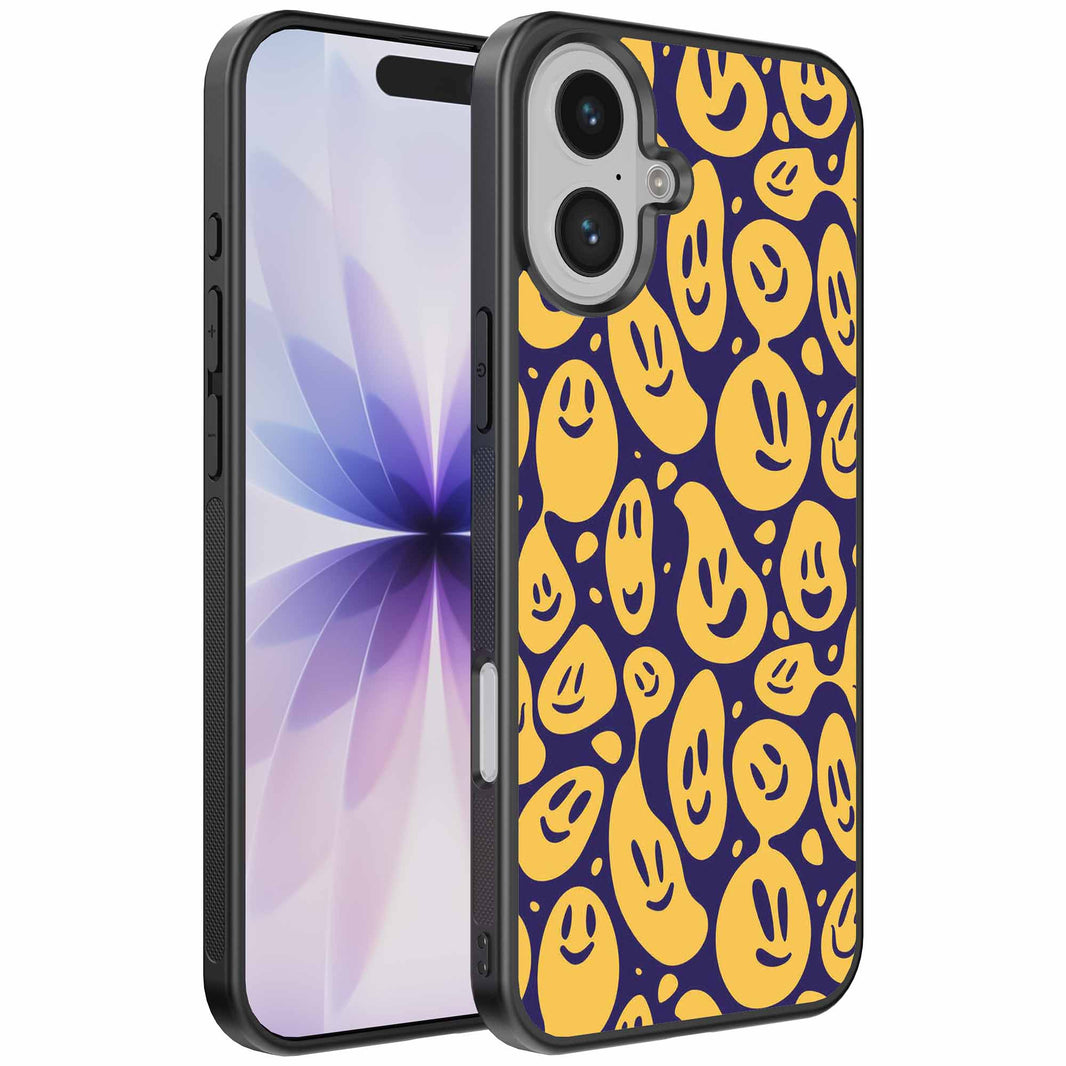 Geschikt voor
  iPhone 17 Telefoonhoesje met smiley opdruk - TPU backcover case emoji design
  - Paars Geel - Smartphonica