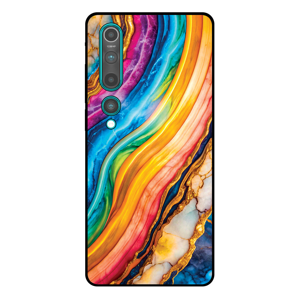 Telefoonhoesje Geschikt voor Xiaomi Mi 10T / Mi 10T
  Pro met Regenboog Goud Marmer Opdruk - TPU Backcover Case Rainbow Gold Marble
  Design