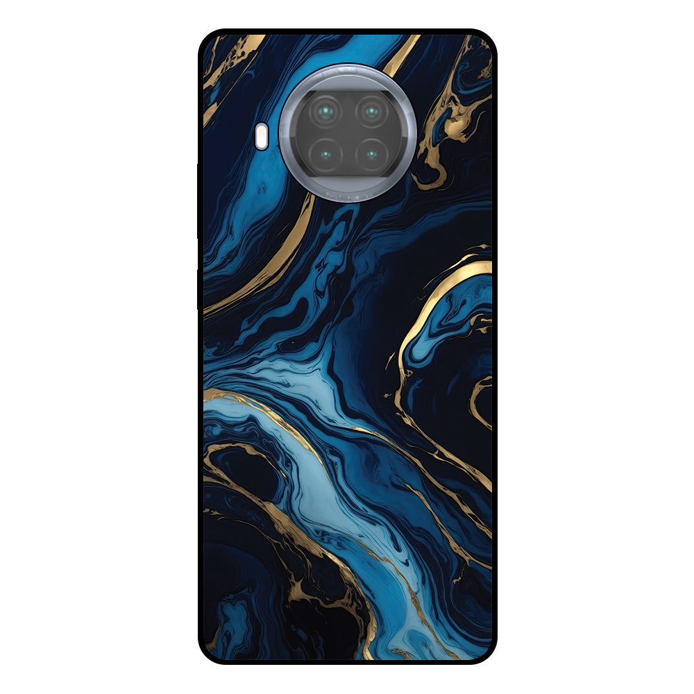 Telefoonhoesje Geschikt voor Xiaomi Mi 10T Lite met
  marmer opdruk - TPU backcover case gold blue marble design - Goud Blauw