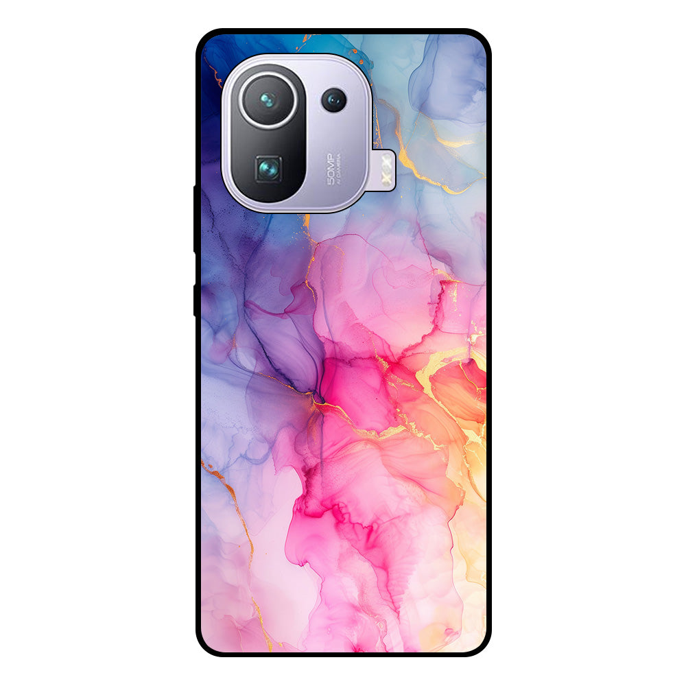 Telefoonhoesje Geschikt voor Xiaomi Mi 11 Pro met
  marmer opdruk - TPU backcover case marble design - Regenboog