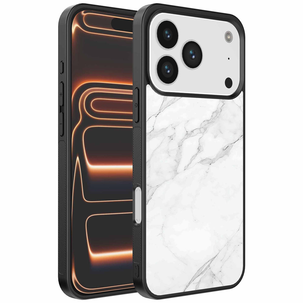 Geschikt voor
  iPhone 17 Pro Max Telefoonhoesje met Wit Marmer Opdruk - TPU Backcover Case
  White Marble Design - Zwart - Smartphonica
