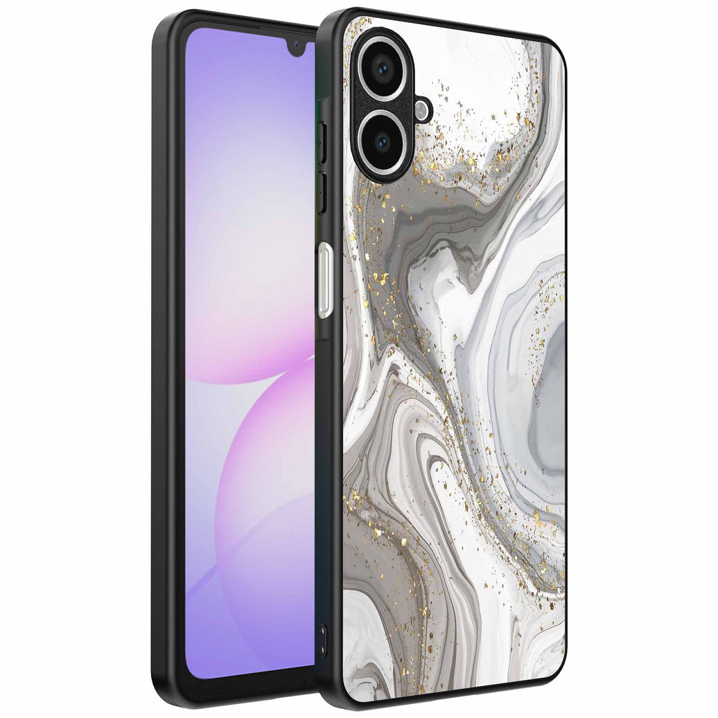 Geschikt voor
  Samsung Galaxy A07 Telefoonhoesje met marmer opdruk - TPU backcover case
  marble design - Zilver - Smartphonica