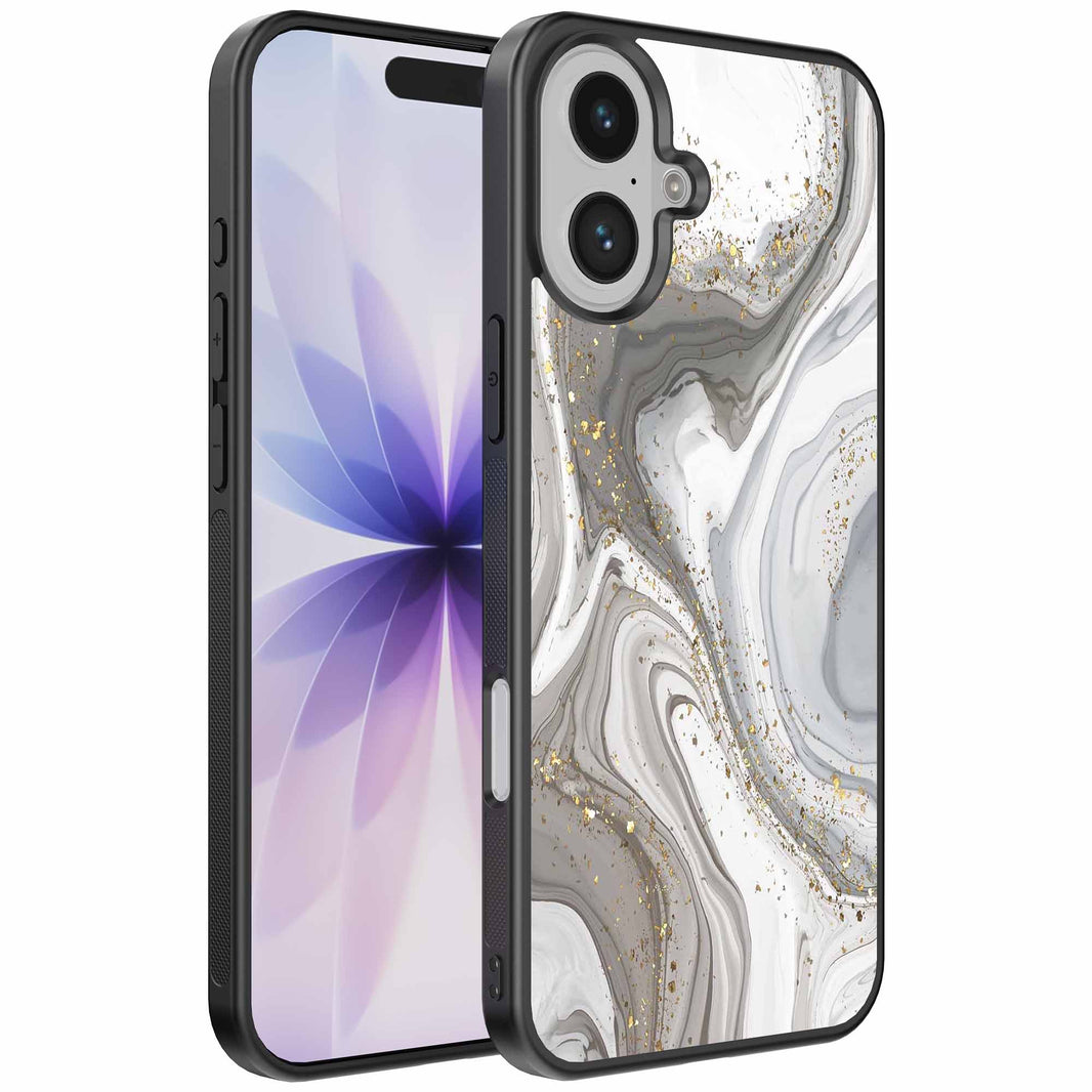 Geschikt voor
  iPhone 17 Telefoonhoesje met marmer opdruk - TPU backcover case marble design
  - Zilver - Smartphonica