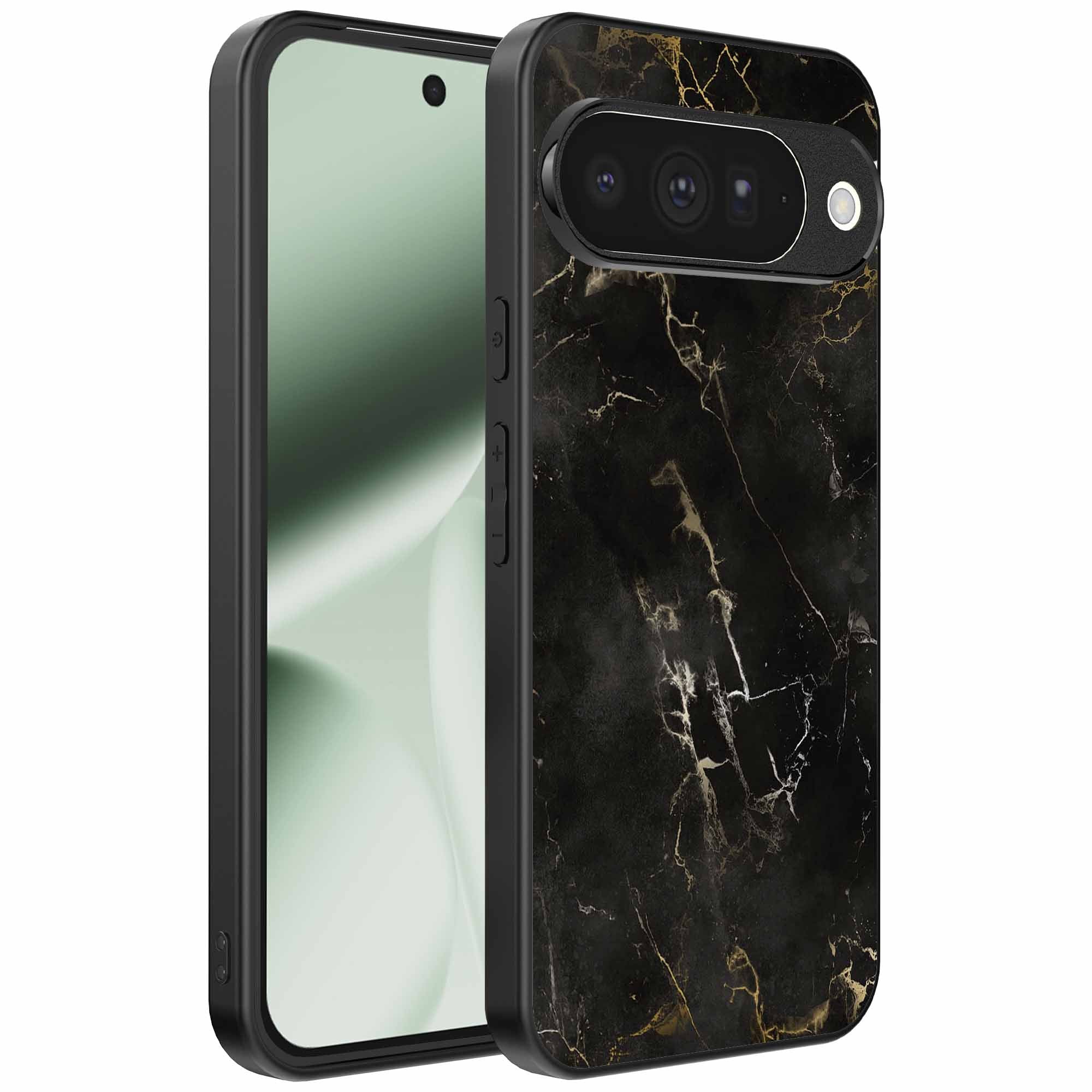 Geschikt voor
  Google Pixel 10 Telefoonhoesje met marmer opdruk - TPU backcover case black
  marble design - Zwart - Smartphonica