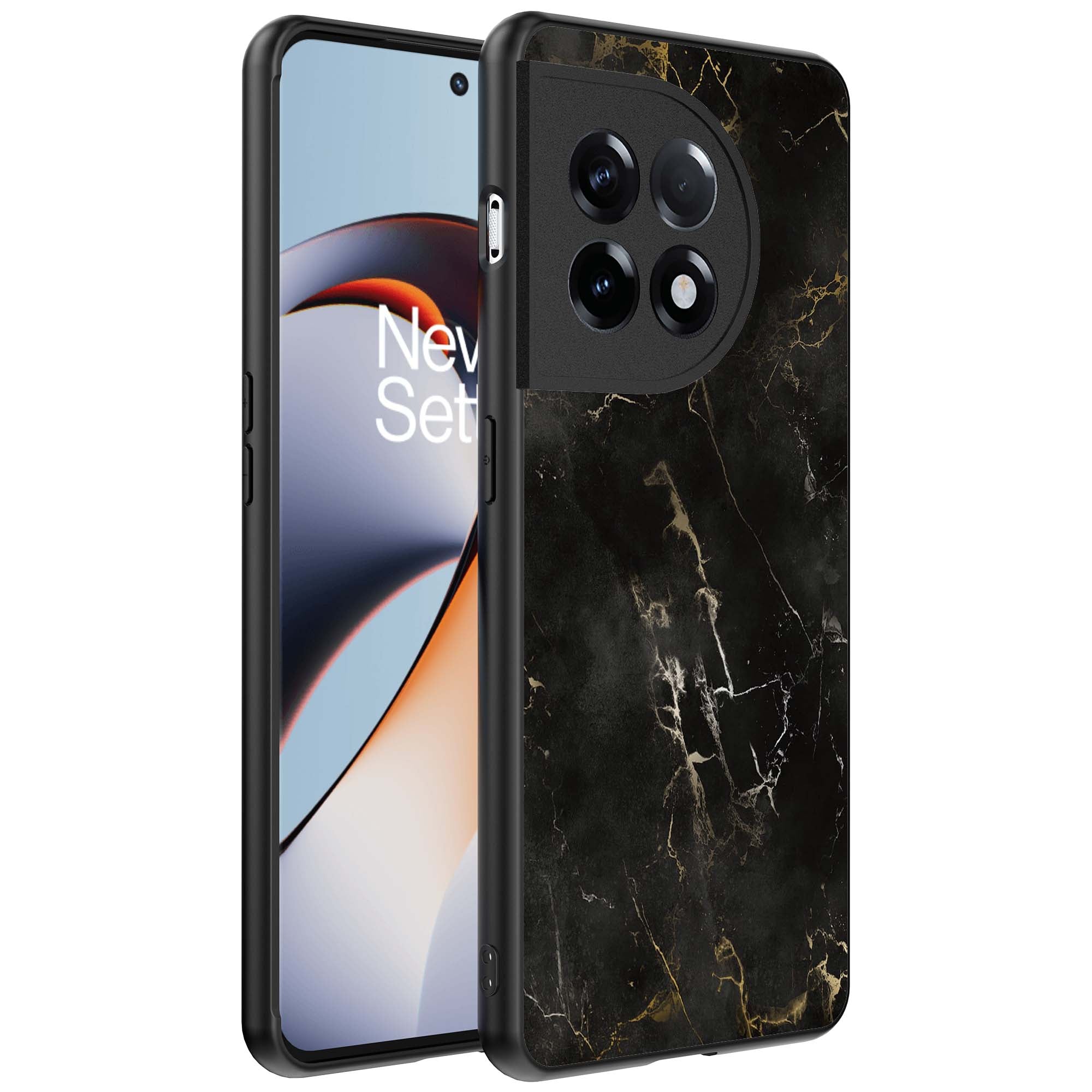 Telefoonhoesje
  Geschikt voor OnePlus 11R met marmer opdruk - TPU backcover case black marble
  design - Zwart