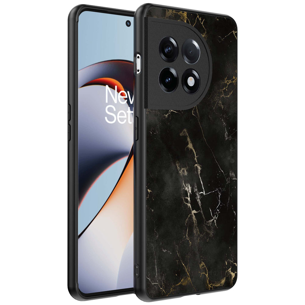 Telefoonhoesje
  Geschikt voor OnePlus 11R met marmer opdruk - TPU backcover case black marble
  design - Zwart